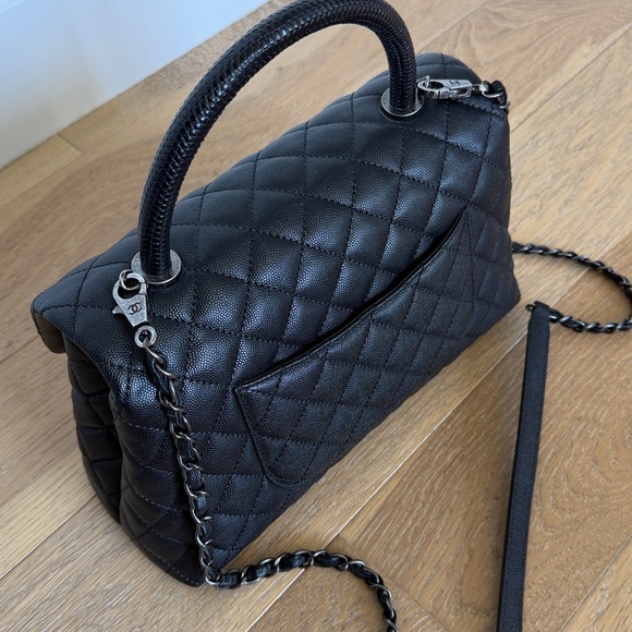 Chanel Black Quilted Handbag small coco handle - Picture 3 of 6